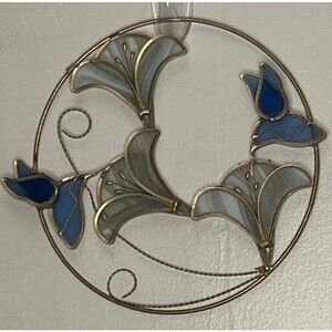 Vintage Hummingbird Sun Catcher Wall Hanging Gold Tone Wire Round 9"